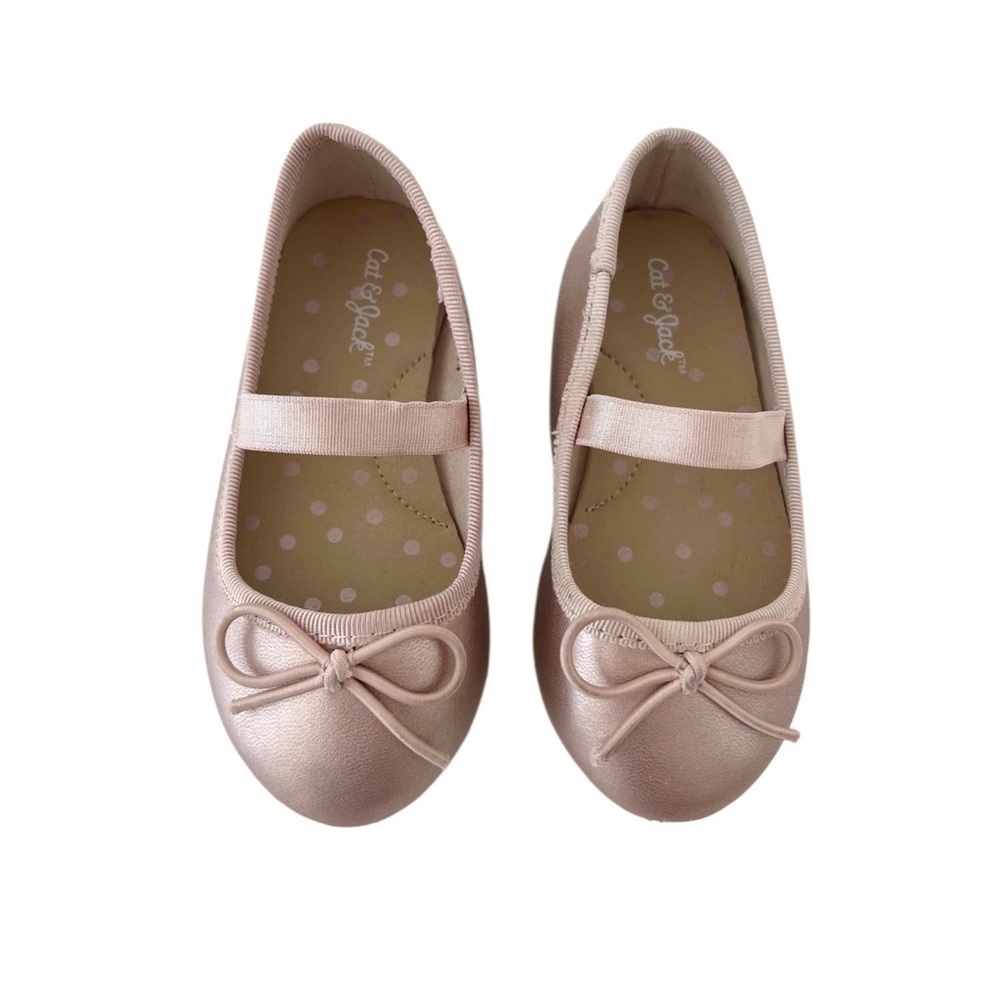 Cat & Jack Pink Blush Ballet Flats with Bow | Baby Girl Size 5